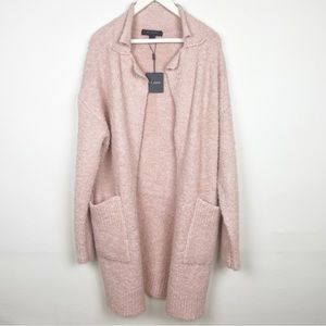 ST JOHN Knit Notch Collar Coat Medium Oversized Rose Quartz Dusty Pink NWT